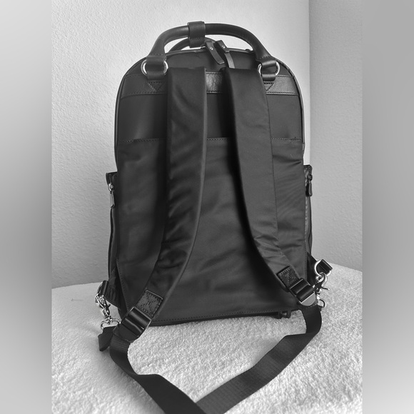 Lo & Sons Rowledge Backpack Large in Black Exterior/Gold Hardware/Camel Interior - Picture 6 of 14